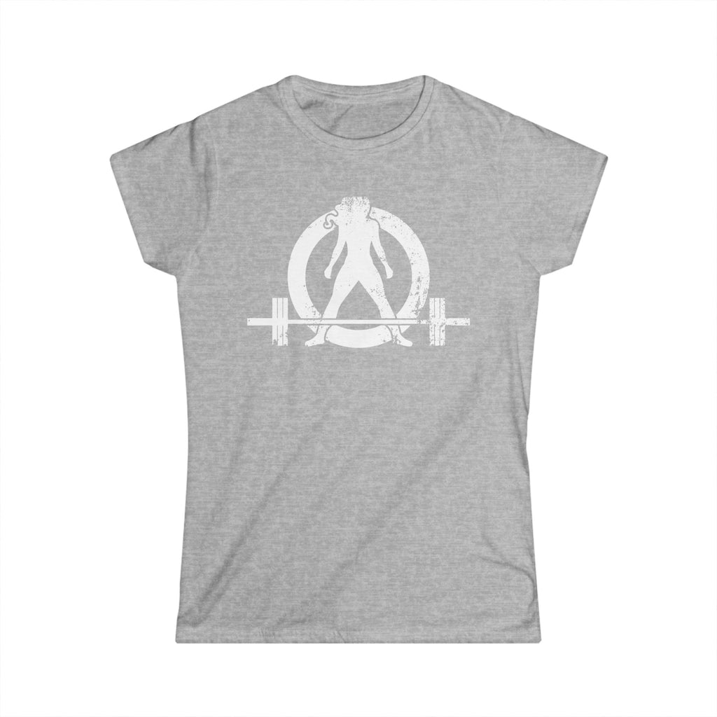 ALL I NEED IS Coffee & A Barbell - Women's Softstyle Tee - Front & Back White Logo