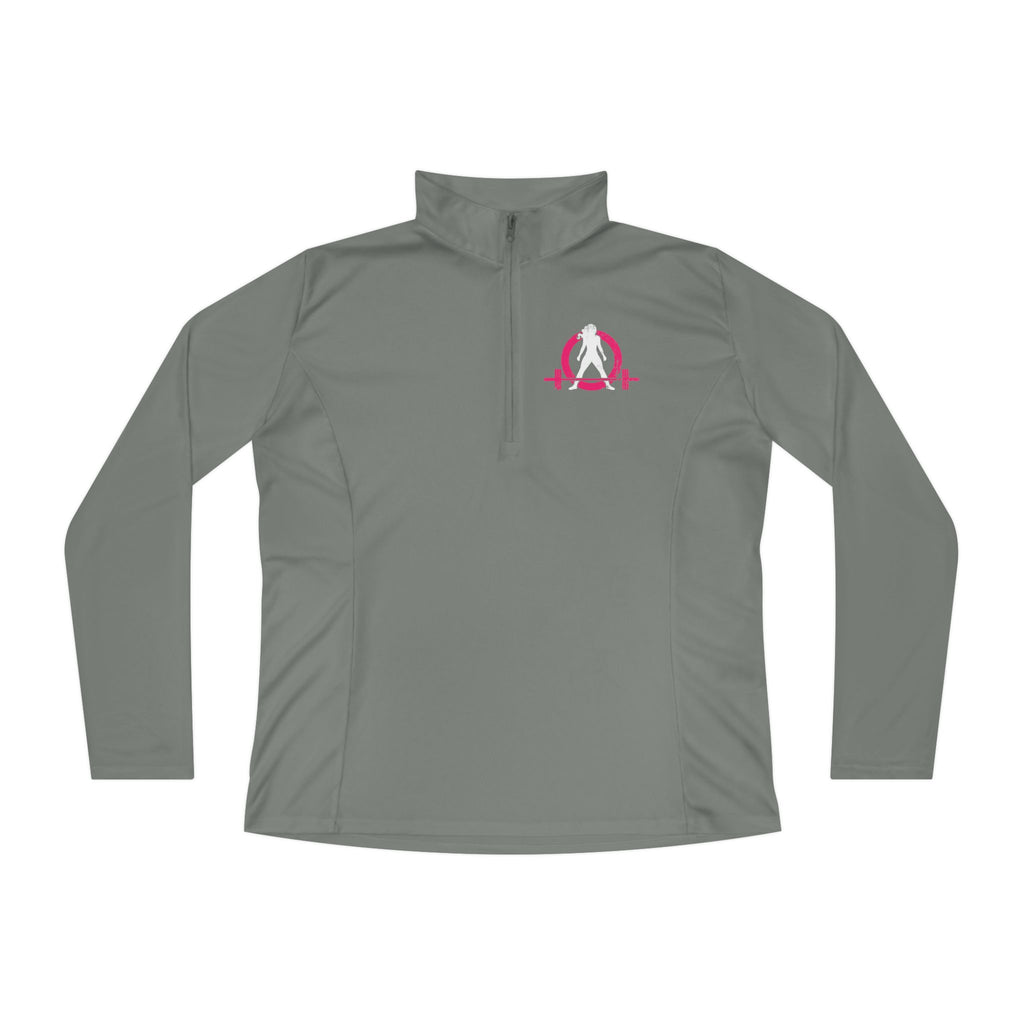 Ladies Quarter-Zip Pullover - Black Distressed Logo