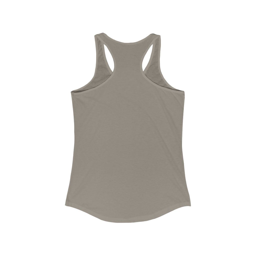 Iron Sharpens Iron - Women's Ideal Racerback Tank - White Font - Print on Front - Plain Back
