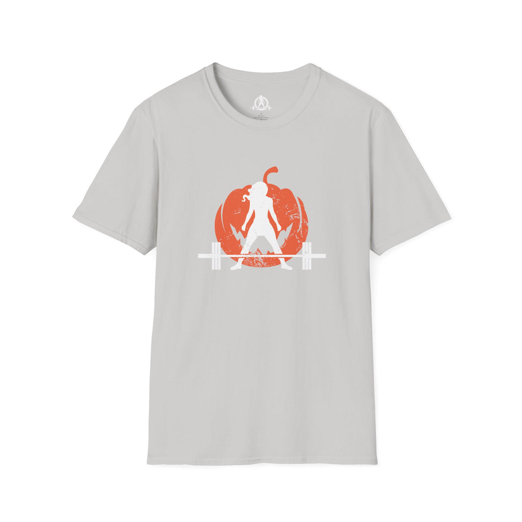 Halloween Pumpkin  - Unisex Softstyle T-Shirt - White Logo - Plain Back