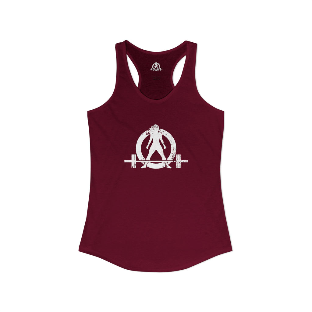 I Could Deadlift You - Women's Ideal Racerback Tank - White Logo - Front & Back Print