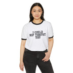 I Could Hip Thrust You - Unisex Cotton Ringer T-Shirt - Black Logo Front Plain Back