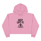 Just Lift It - Empowered Crop Hoodie – Black Logo - Plain Back