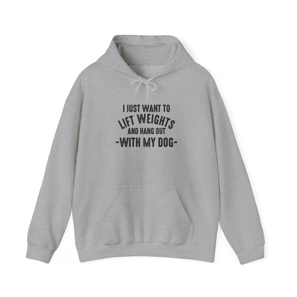 Lift Weights & Hang Out With My Dog  - Dark Logo  - Unisex Heavy Blend Hooded Sweatshirt - Front Black Logo