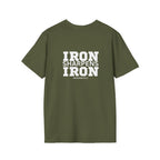 Iron Sharpens Iron - Unisex Softstyle T-Shirt - White Logo Front & Back