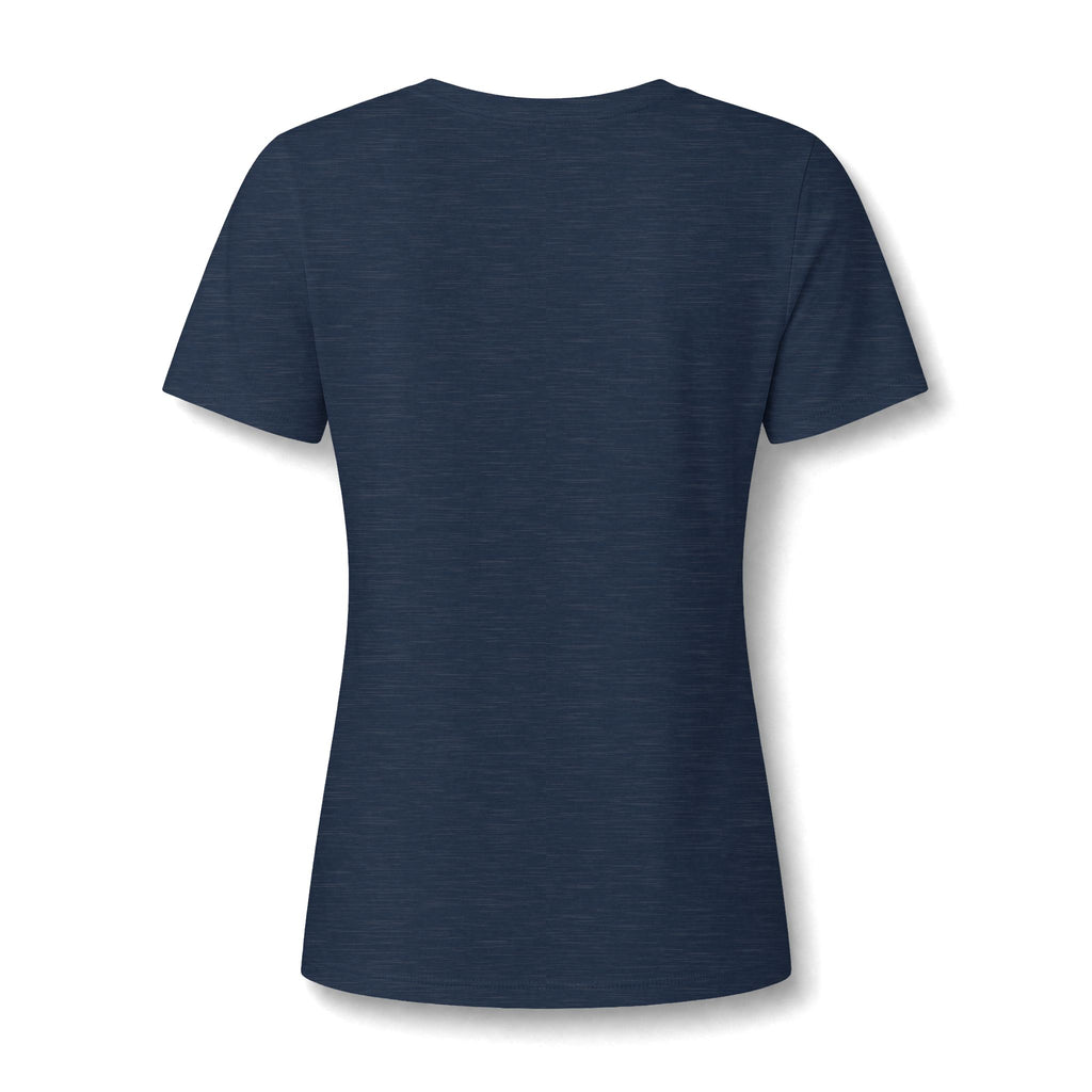 WWLW Women's Relaxed Heather CVC V-Neck Tee -  Black Logo