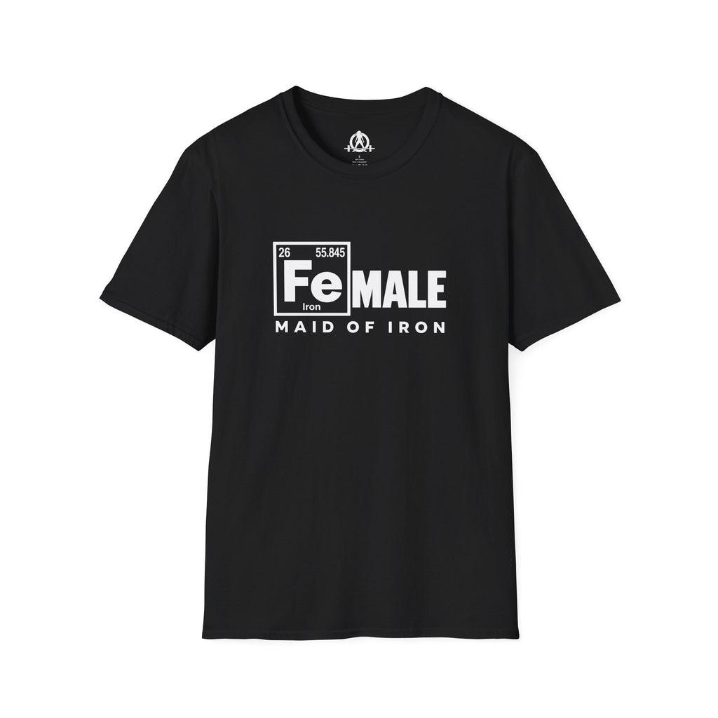 Maid of Iron - Black Unisex Softstyle Tee - Front Print + Plain Back