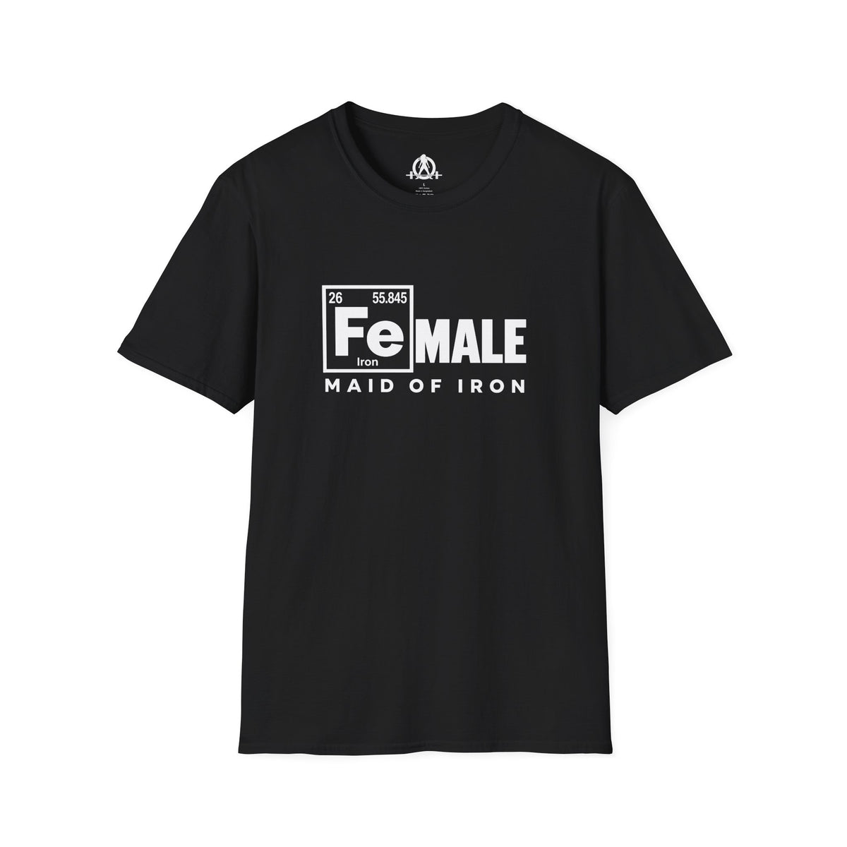 Maid of Iron - Black Unisex Softstyle Tee - Front Print + Plain Back