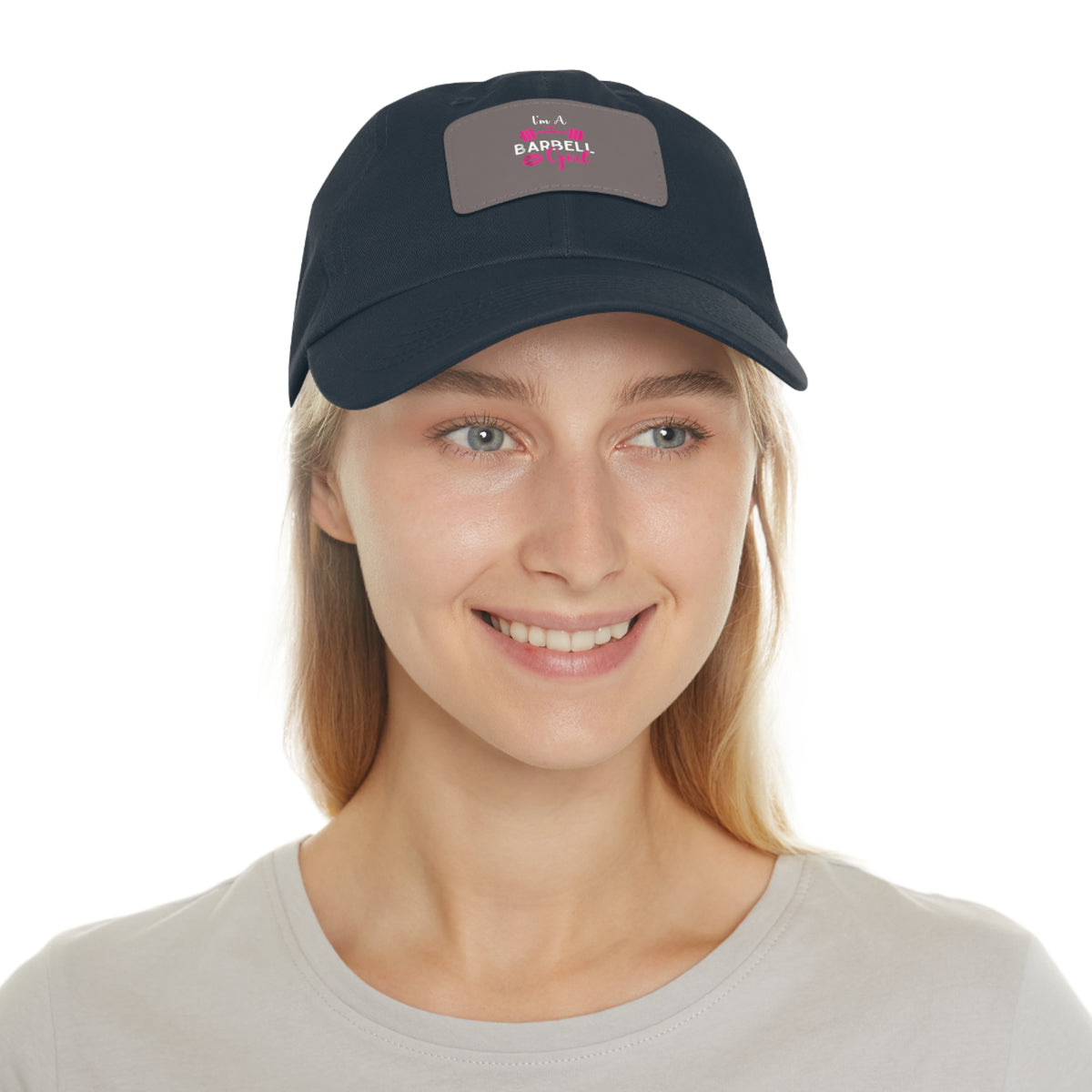 I'm A Barbell Girl - Dad Hat with Leather Patch (Rectangle)