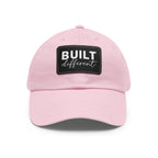 Built Different - Dad Hat with Leather Patch (Rectangle) - White Logo