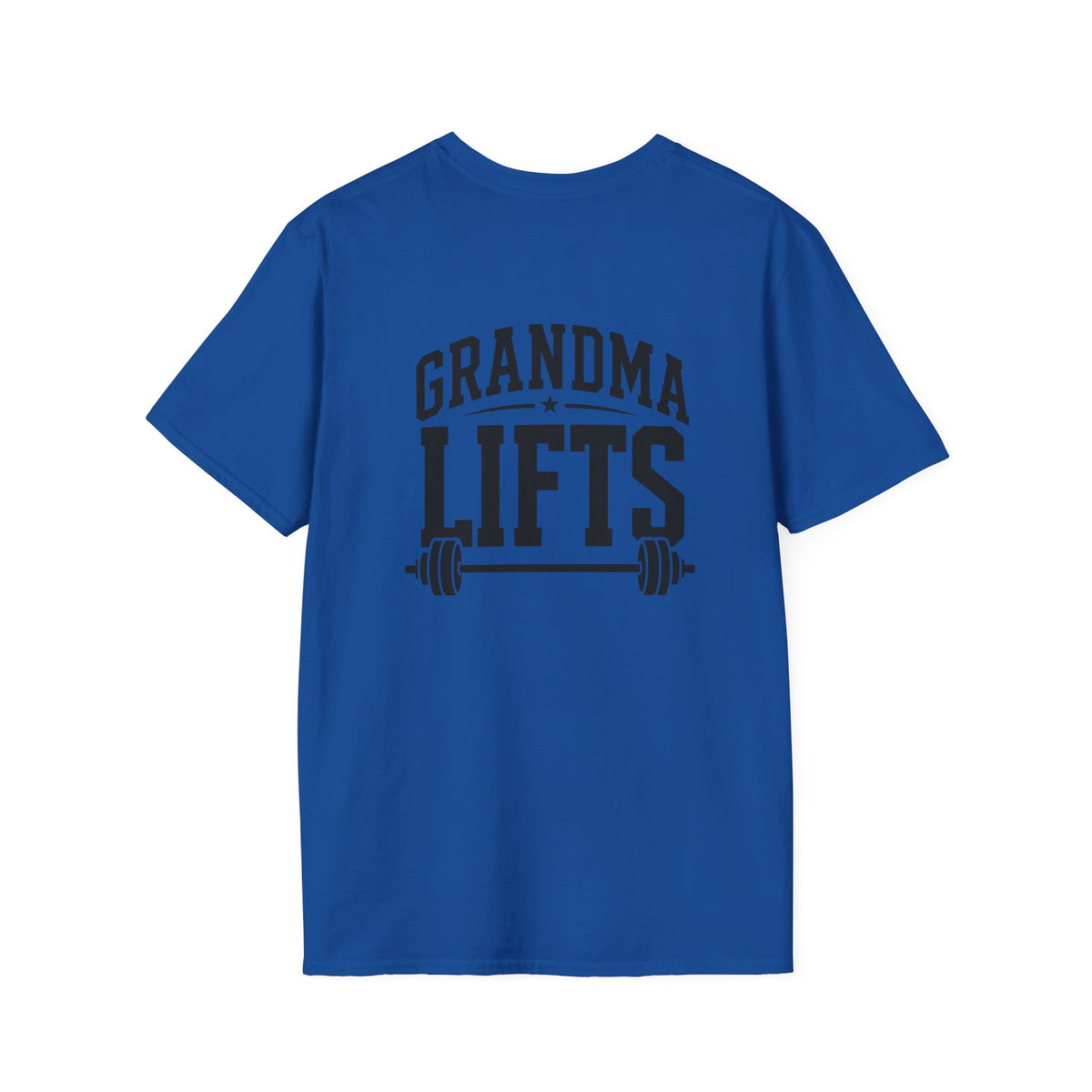 Grandma Lifts -  Unisex Softstyle T-Shirt — Front & Back Black Logo