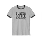 All I Need is Coffee & A Barbell - Unisex Cotton Ringer T-Shirt - Black Logo Front & Back
