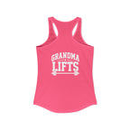 Grandma Lifts - Women's Ideal Racerback Tank - White Logo Front & Back