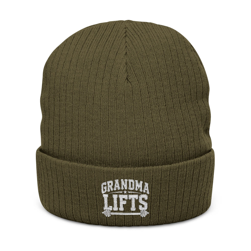 Grandma Lifts Embroidered Ribbed Knit Beanie