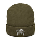 Grandma Lifts Embroidered Ribbed Knit Beanie