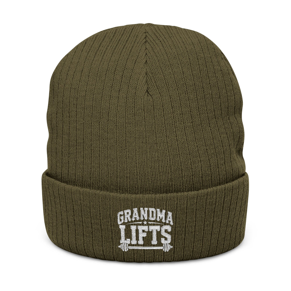 Grandma Lifts Embroidered Ribbed Knit Beanie