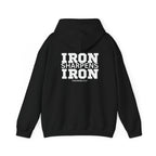 Iron Sharpens Iron – Unisex Heavy Blend™ Hooded Sweatshirt (White Logo) 🤍🔥