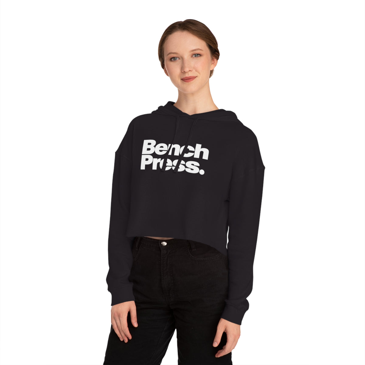 Bench Press. - Cropped Hooded Sweatshirt