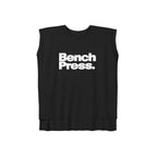 Bench. Press. Women’s Muscle Tee — Flowy Rolled Cuff Gym Top
