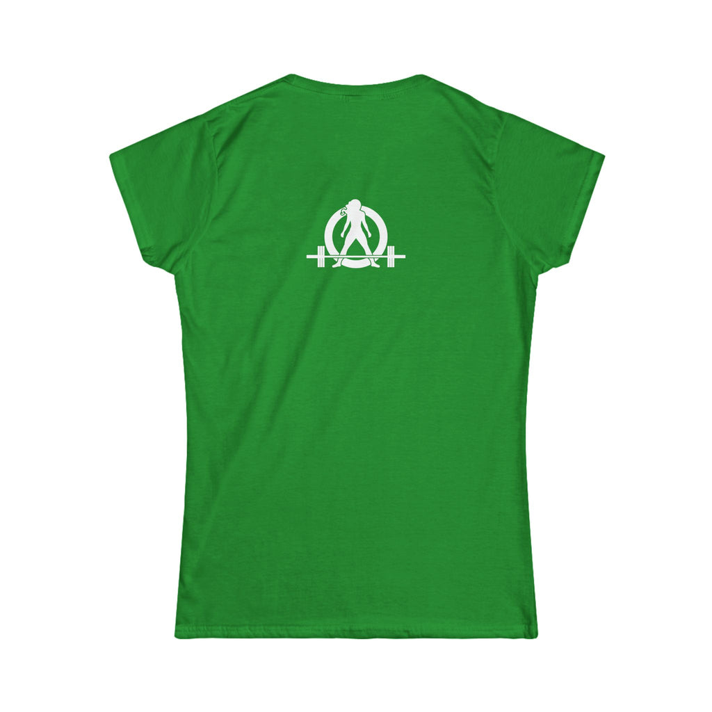 Squat Bench Deadlift Repeat - Women's Softstyle Tee -  Front & Back WWLW Logo