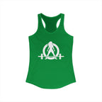 Lift Heavy - Run Fast - Racer Back Tank Top - Women's Ideal Racerback Tank (White Front & Back Logo)