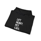Lift Heavy Pet Cats - Unisex Heavy Blend Hooded Sweatshirt - White Logo