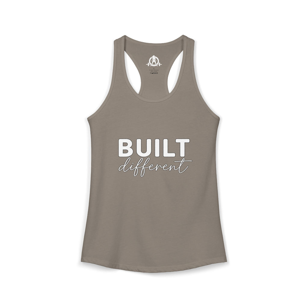 Built Different - Women's Ideal Racerback Tank - White Logo