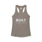 Built Different - Women's Ideal Racerback Tank - White Logo