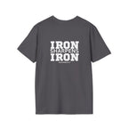 Iron Sharpens Iron - Unisex Softstyle T-Shirt - White Logo Front & Back