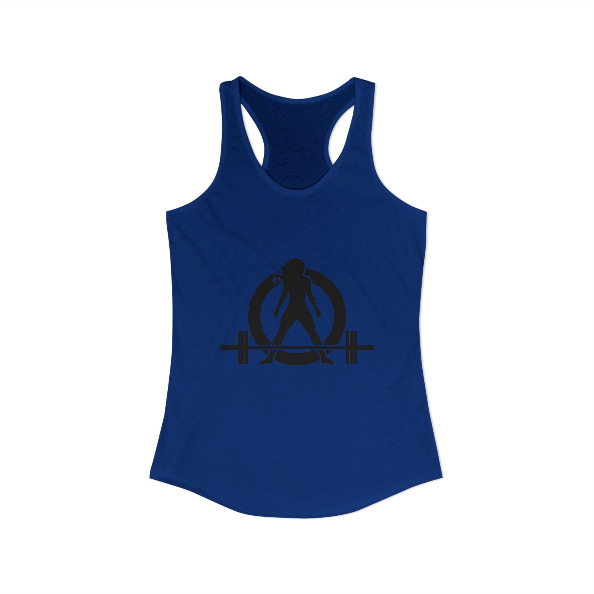 ALL I NEED IS Coffee and a barbell - Women's Ideal Racerback Tank - Dark Logo Front & Back