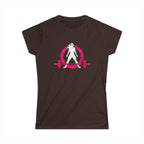 Women's Softstyle Tee - Distressed Inverted Color Logo Front - Plain Back