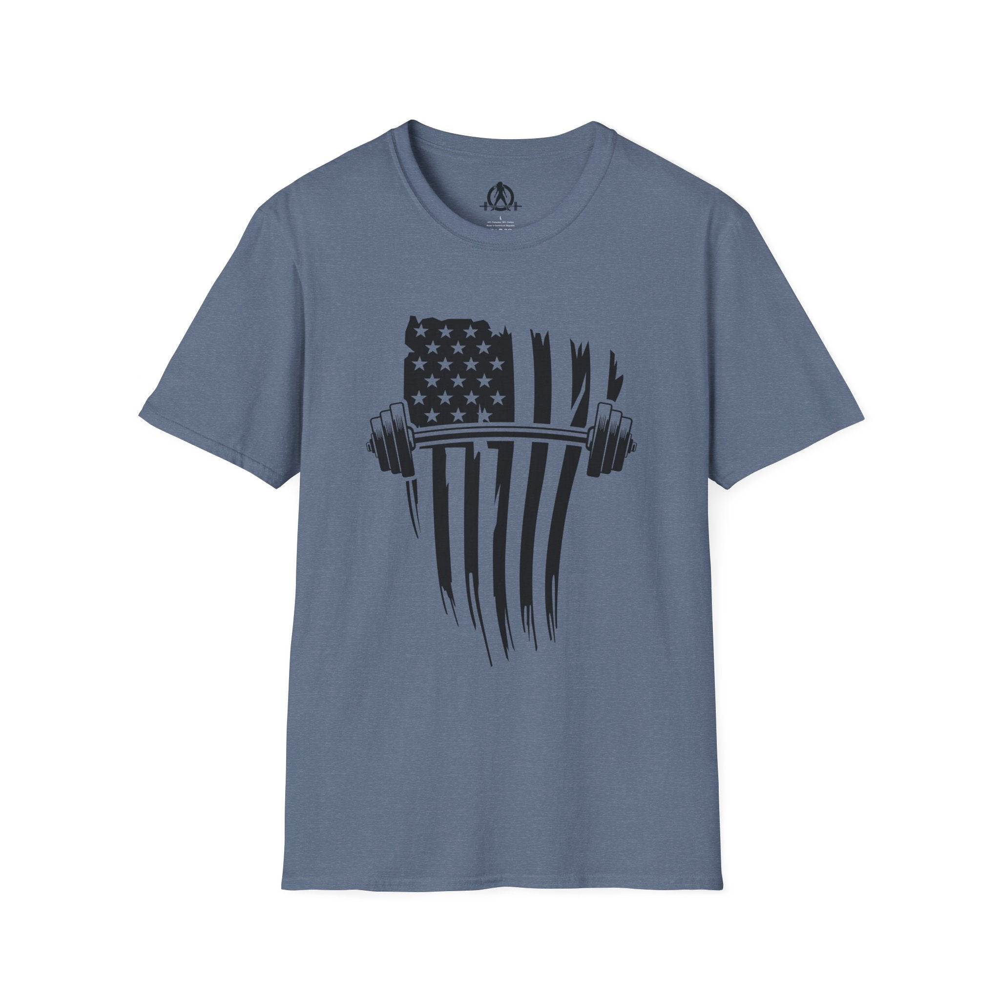 USA Barbell  - Unisex Softstyle T-Shirt - Black Logo - Plain Back