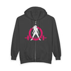 Distressed Logo – Unisex Heavy Blend™ Full Zip Hooded Sweatshirt – Color Inverted Logo