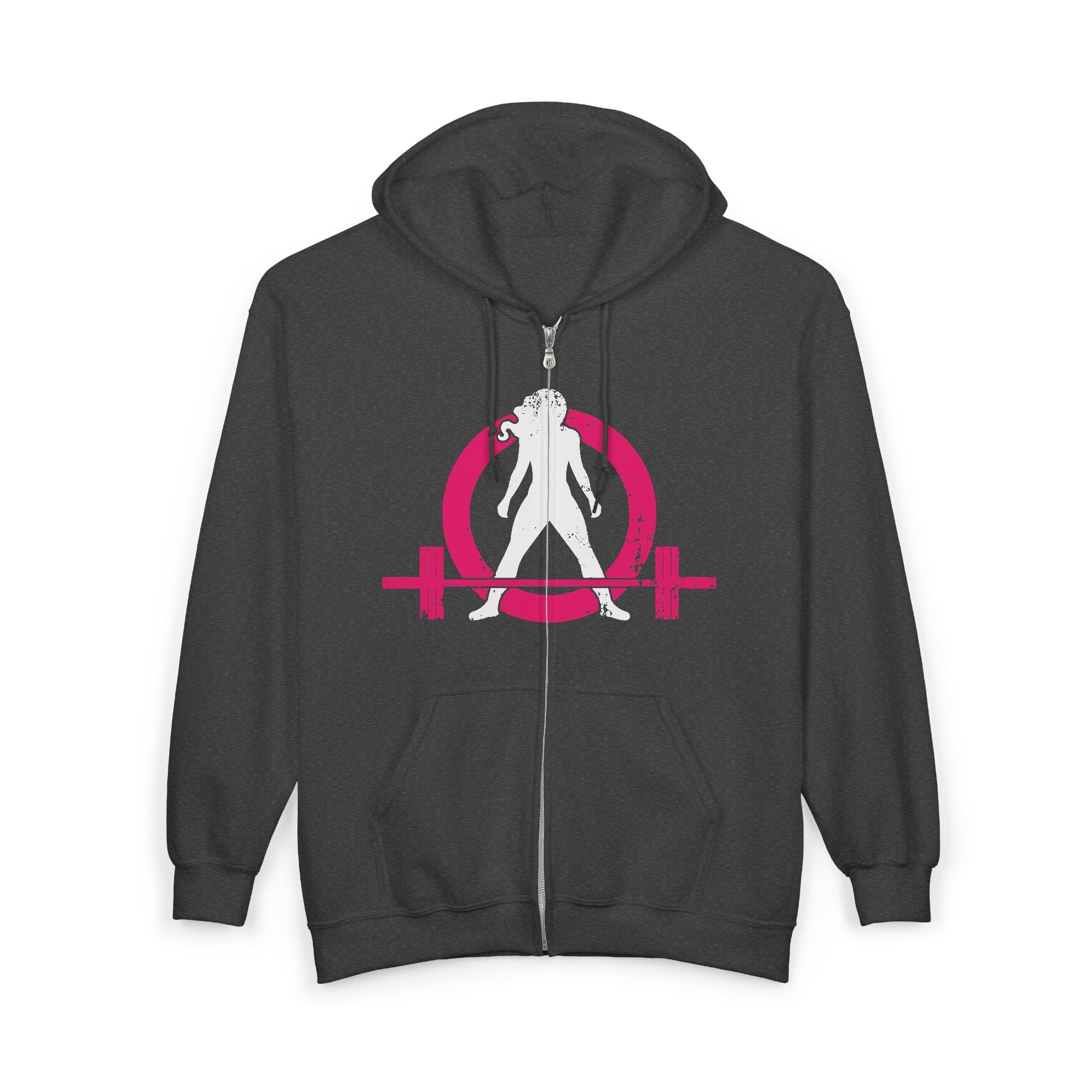 Distressed Logo – Unisex Heavy Blend™ Full Zip Hooded Sweatshirt – Color Inverted Logo
