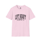 Lift Heavy Shit  - Unisex Softstyle T-Shirt - Black Print on Front Plain Back