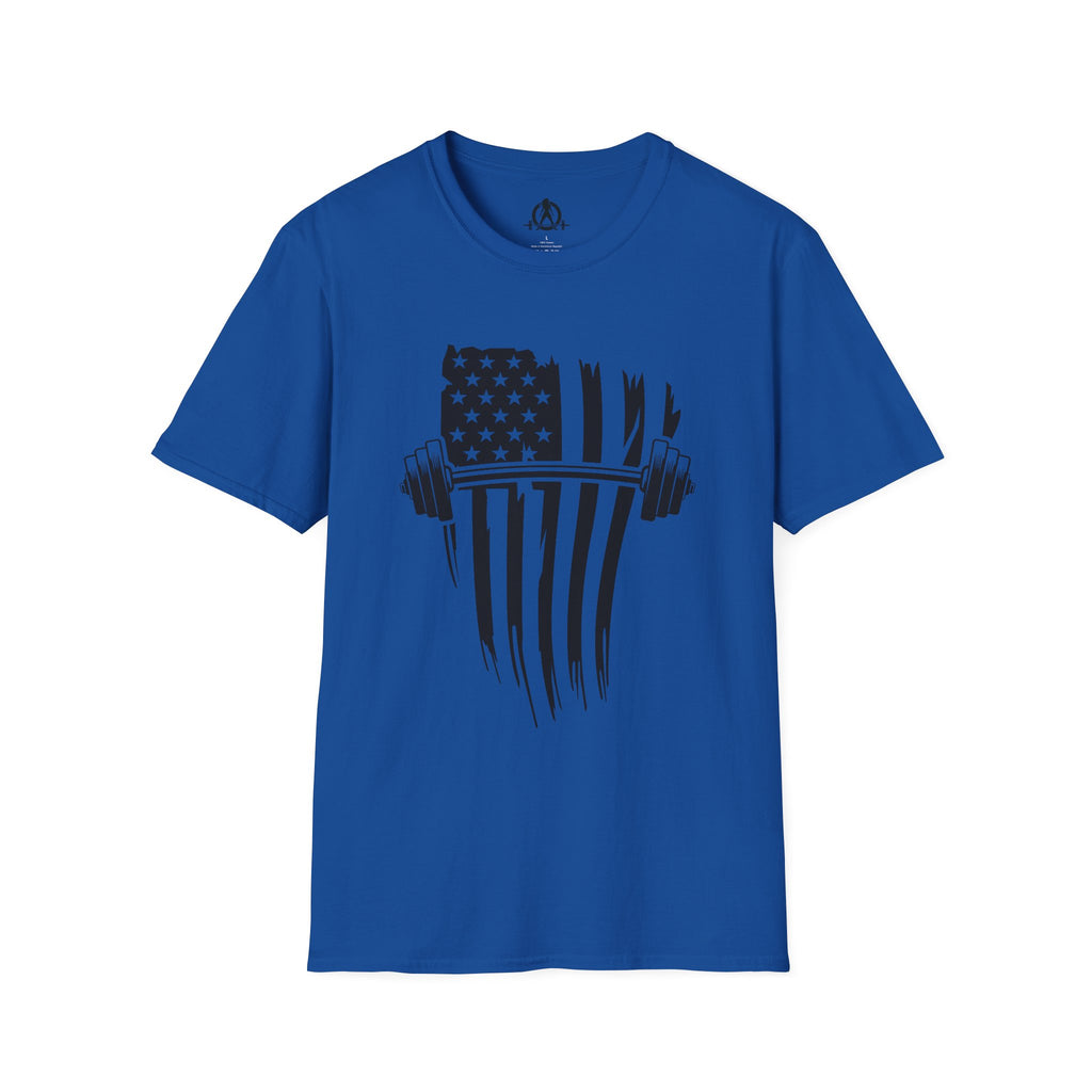 USA Barbell  - Unisex Softstyle T-Shirt - Black Logo - Plain Back