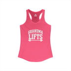 Grandma Lifts - Women's Ideal Racerback Tank - Black Logo Front Plain Back