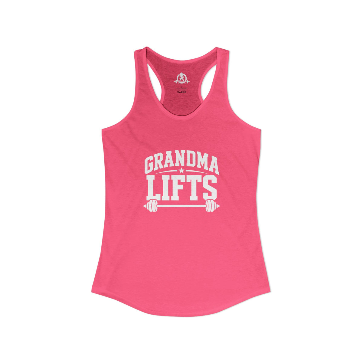 Grandma Lifts - Women's Ideal Racerback Tank - Black Logo Front Plain Back