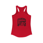 Grandma Lifts - Women's Ideal Racerback Tank - White Logo Front & Back