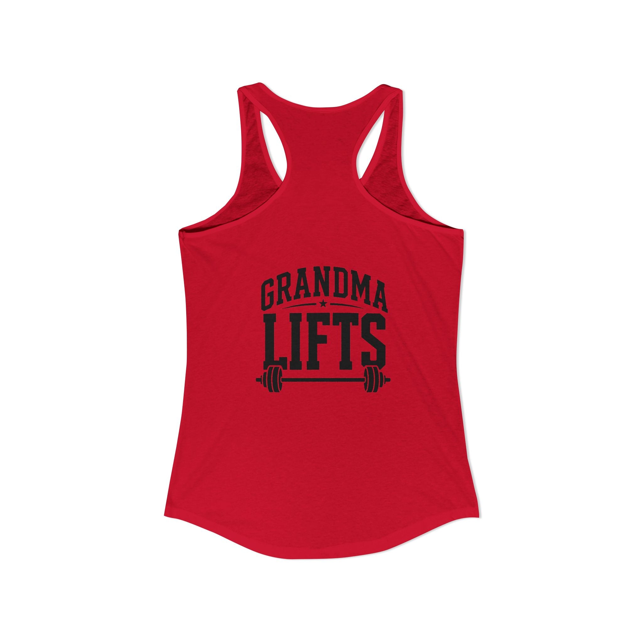 Grandma Lifts - Women's Ideal Racerback Tank - Black Logo Front & Back