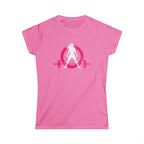 Women's Softstyle Tee - Distressed Inverted Color Logo Front - Plain Back