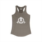 Cardio?  Lift Weights Faster - Distressed White Logo - Ideal Racerback Tank - Front & Back