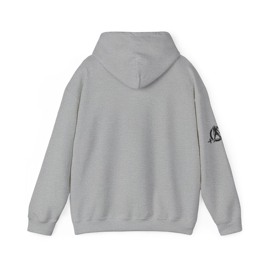 I Could Hip Thrust You - Unisex Heavy Blend Hooded Sweatshirt - Black Distressed Logo on Front & Right Sleeve