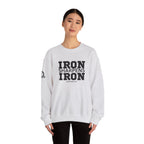 Iron Sharpens Iron - Unisex Heavy Blend™ Crewneck Sweatshirt - Front Black Logo - Plain Back