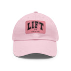 Lift Like A Girl - Dad Hat with Leather Patch (Rectangle) - Black Font