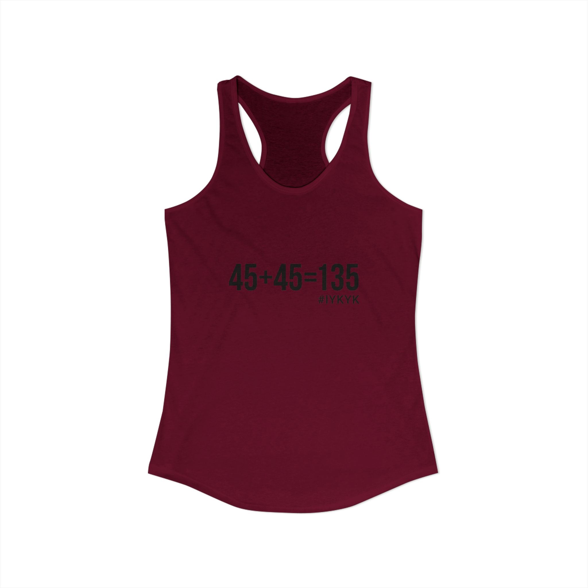 45 + 45 = 135 - Women's Ideal Racerback Tank - Black Print Front & Back