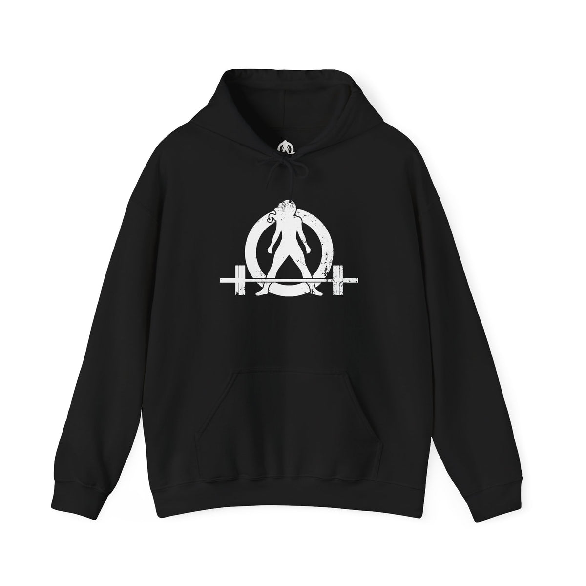 Drink Caffeine. Wear Black. Lift Heavy Shit. — Unisex Pullover Hoodie — Black — White Front & Back