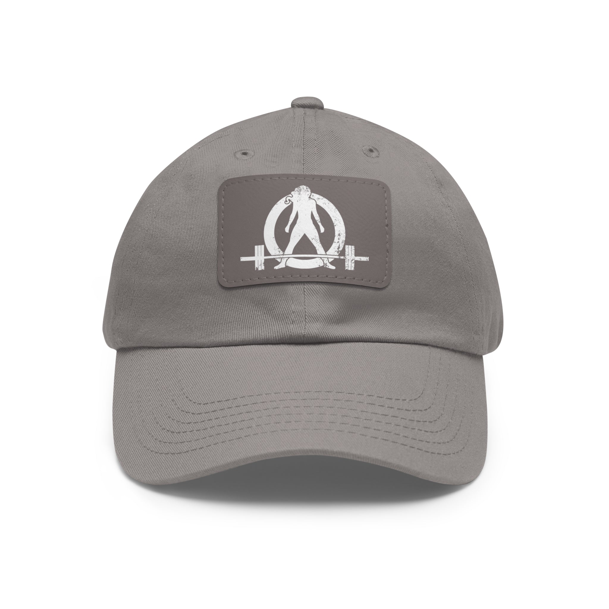 Distressed - Dad Hat with Leather Patch (Rectangle) - White Font