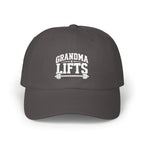 Grandma Lifts Dad Cap — White Logo