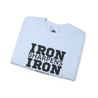 Iron Sharpens Iron - Unisex Heavy Blend™ Crewneck Sweatshirt - Front Black Logo - Plain Back